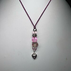 SAQ Art Glass Y Drop Pendant Rope Necklace